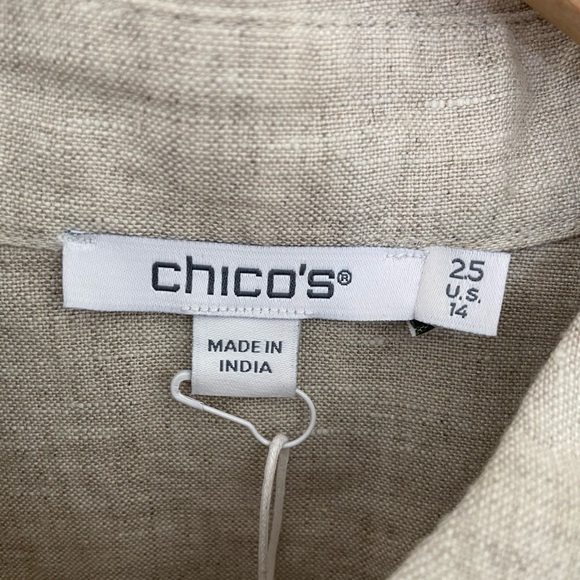 Chicos Linen Billow Sleeve Shirt L - Picture 8 of 8